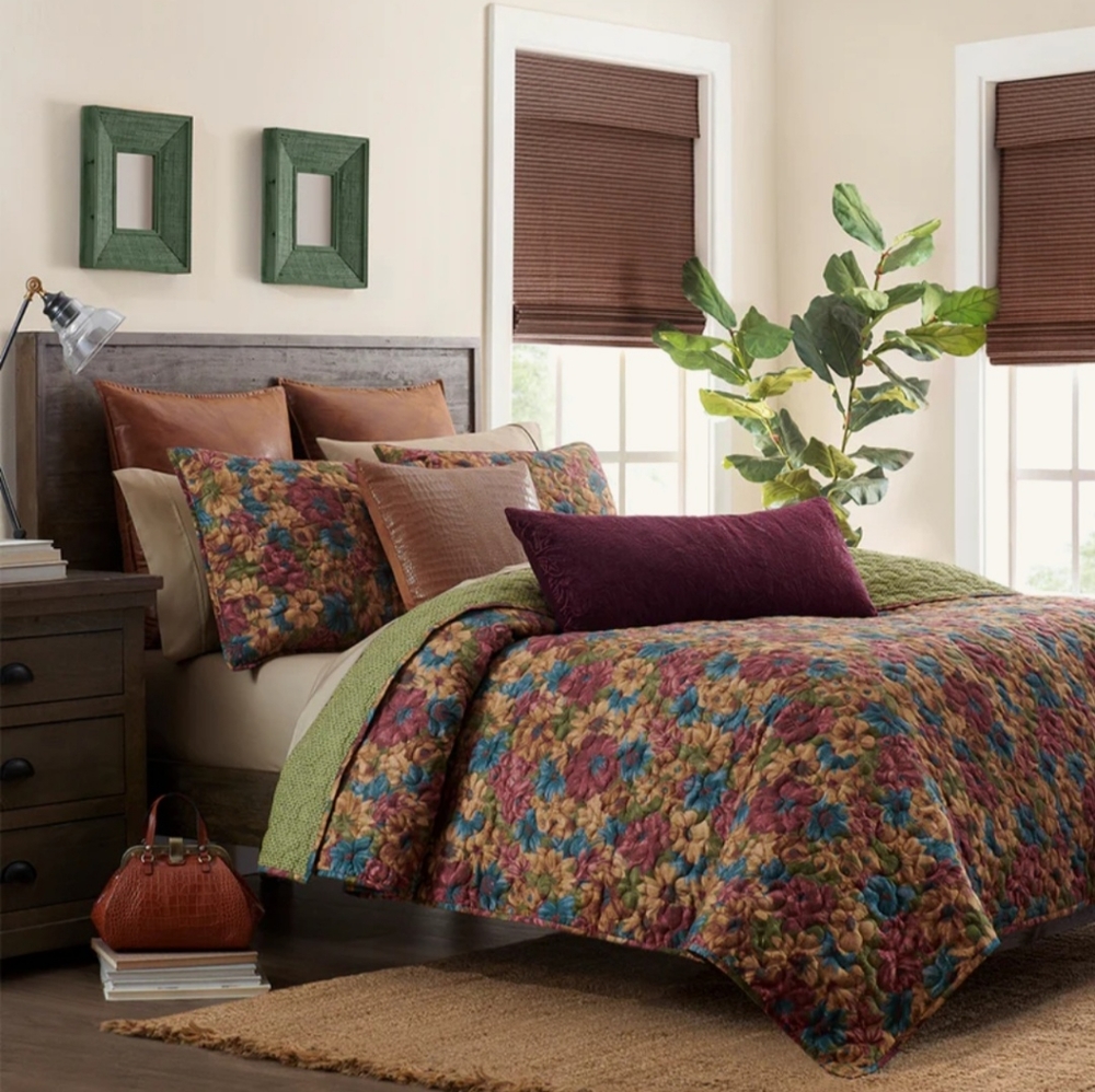 Patricia Nash Fresco Bouquet Print Reversible Quilt Mini Set